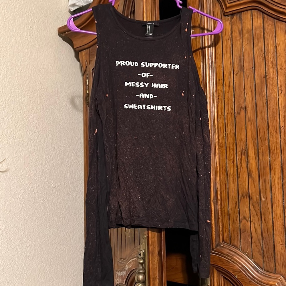 Distressed long sleeve from forever 21 cut out shoulders